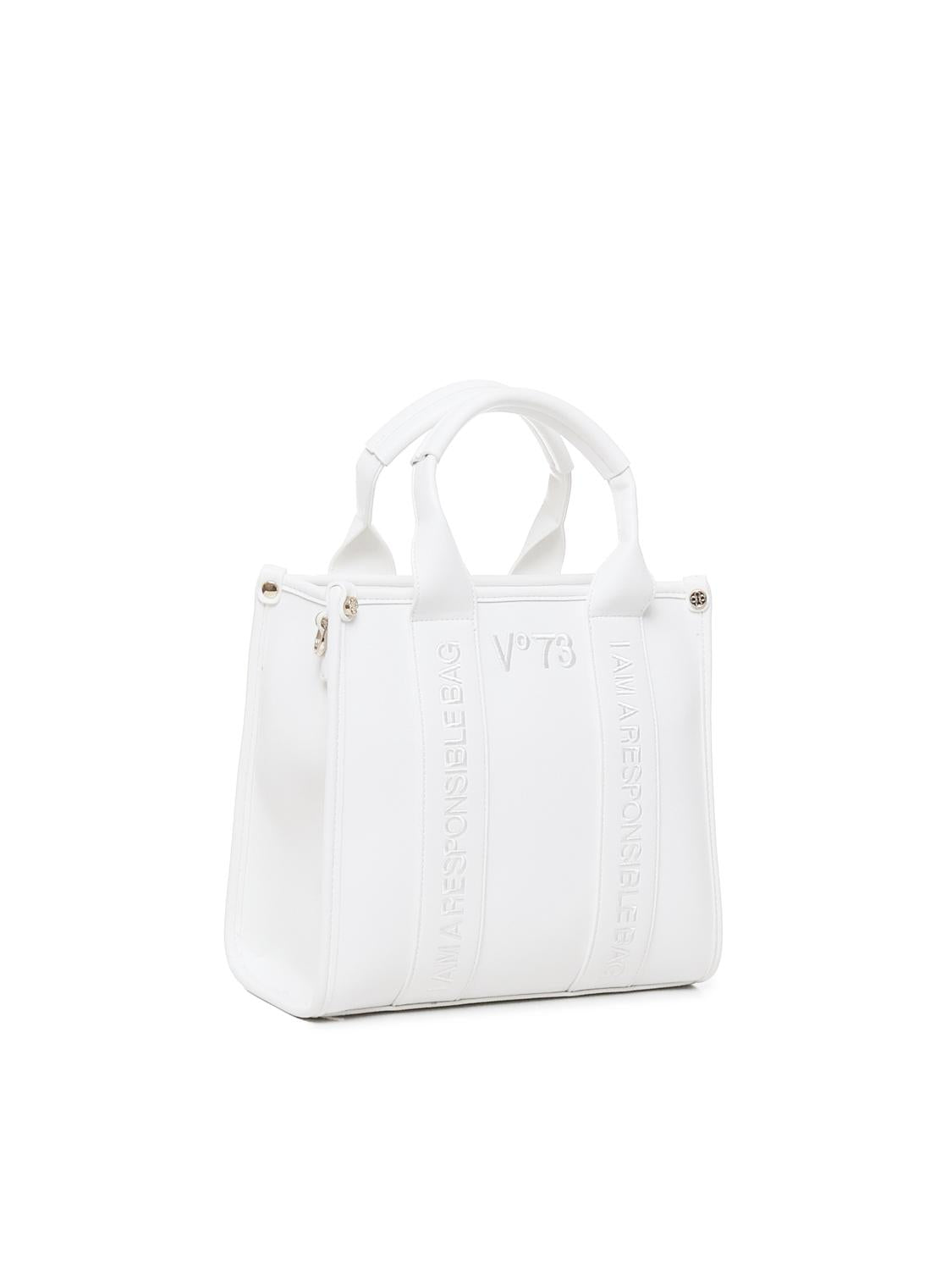Borsa tote con ricamo 73BS7HD02 ECHO 73 BIANCO V° 73 
