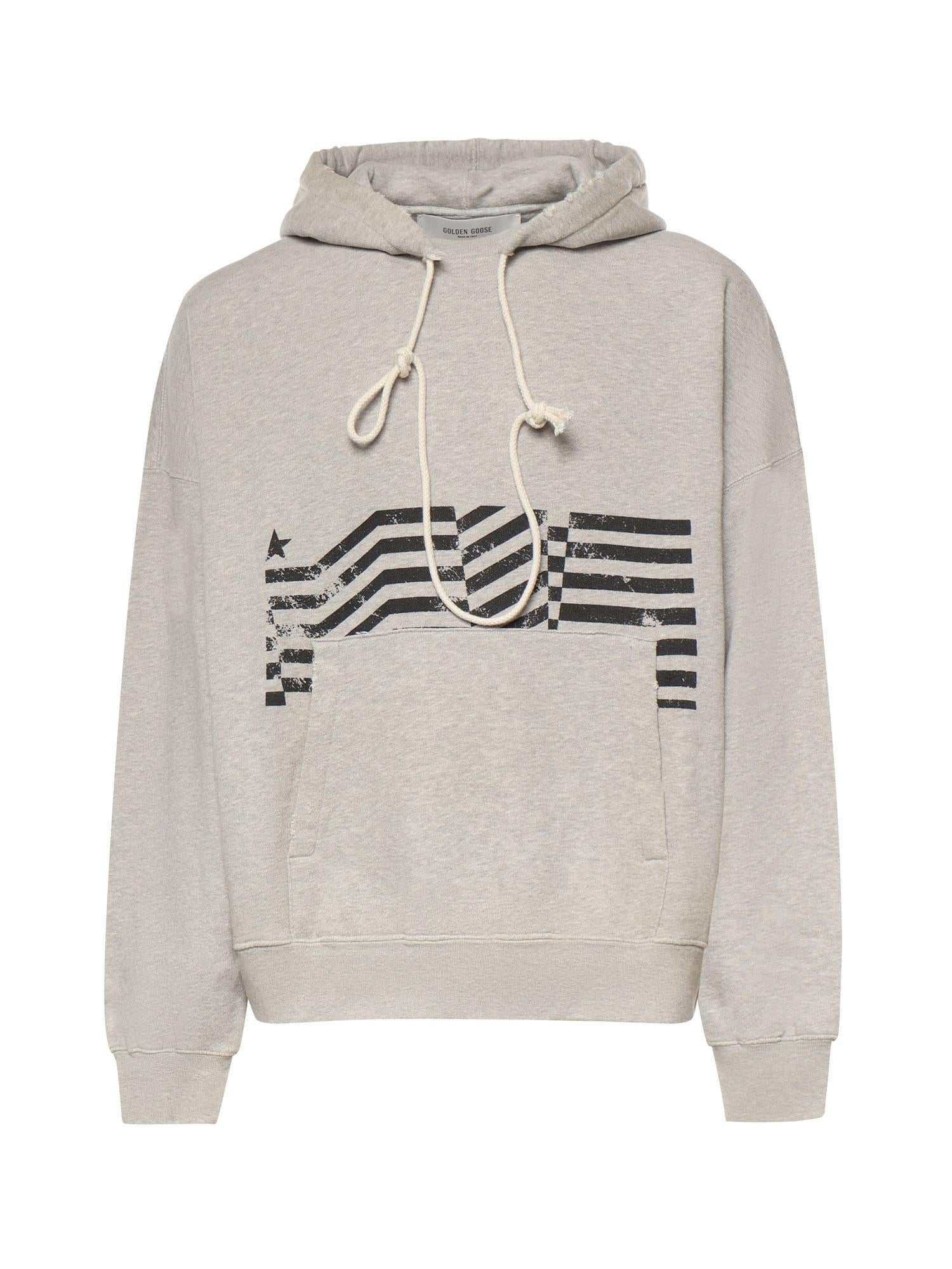 Felpa con cappuccio con stampa Flag vintage GUP02545 P00238160513 GOLDEN GOOSE 