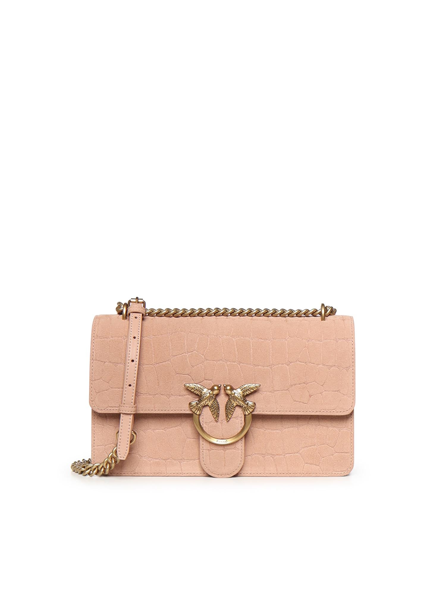Borsa a tracolla media Love Bag One in pelle stampa coccodrillo 100941 A2YWQ36Q PINKO 
