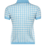 Polo check in misto lino e seta W42422AF SWIMMING POOL/CREAM GUEST IN RESIDENCE 