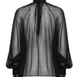 Blusa a collo alto in chiffon trasparente F79EMT FU1ATN0000 DOLCE & GABBANA 