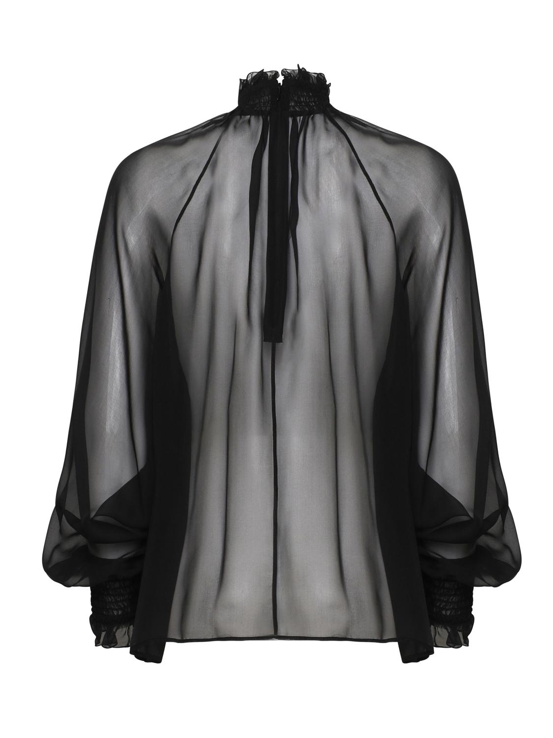 Blusa a collo alto in chiffon trasparente F79EMT FU1ATN0000 DOLCE & GABBANA 