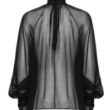 Blusa a collo alto in chiffon trasparente F79EMT FU1ATN0000 DOLCE & GABBANA 