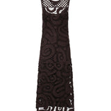 Abito midi senza maniche in crochet geometrico 106361 A354M05 PINKO 