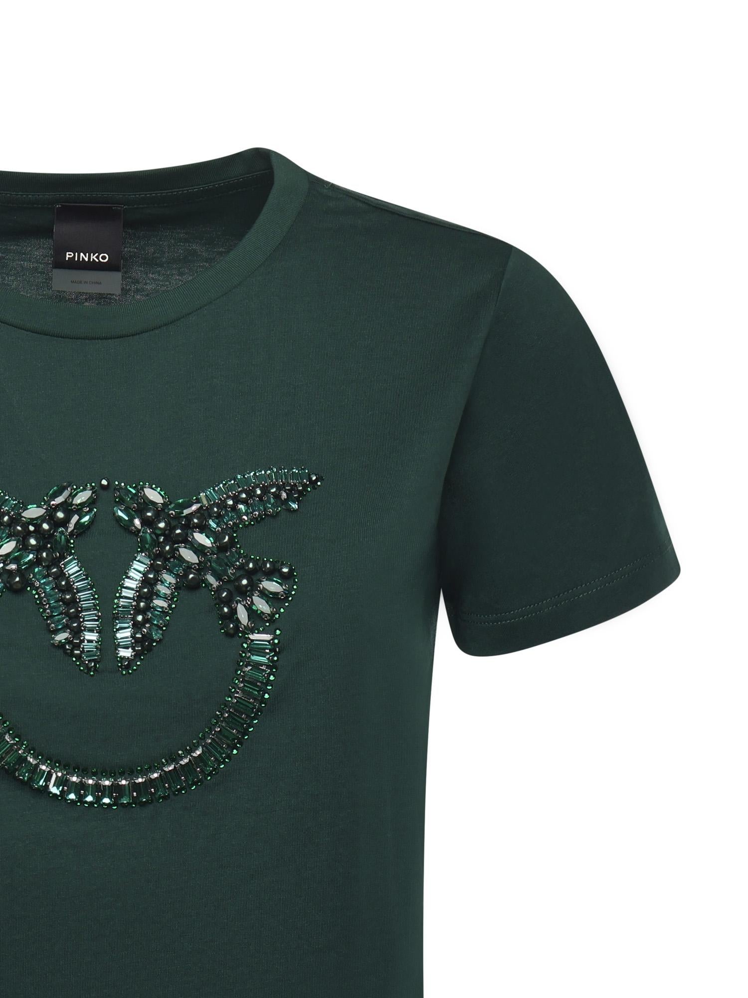 T-shirt logo Love Birds decorato 100535 A2RNX79 PINKO 