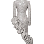 Abito midi asimmetrico con paillettes 114315 039 ROTATE 