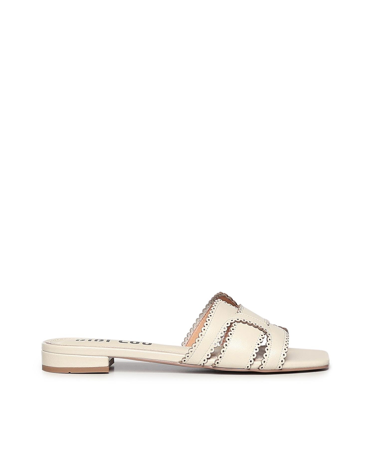 Sandali flat Holly in pelle 755Z10VK OFF WHITE BIBI LOU 