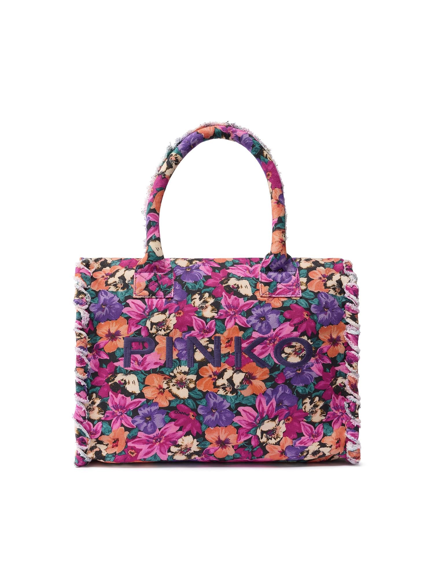 Borsa shopper in cotone con logo 106673 A3B5YA2Q PINKO 