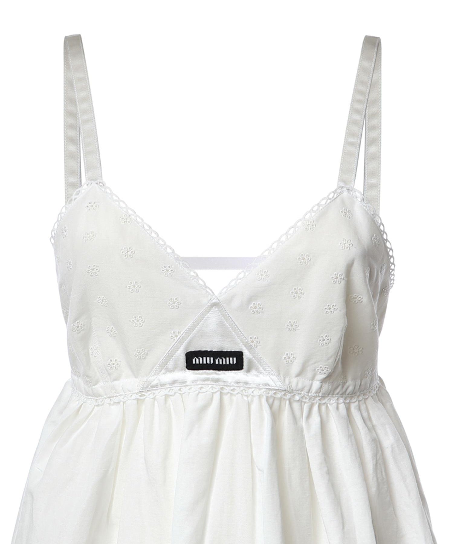Abito corto in popeline fiammato sangallo MF6417 196JF0009 MIU MIU 