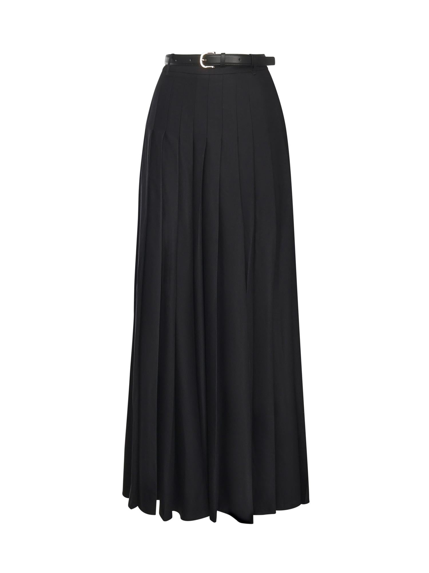 Gonna lunga plissettata in twill AW25107XSK B SELF-PORTRAIT 