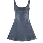 Miniabito svasato in denim con logo RS26812S BL SELF-PORTRAIT 