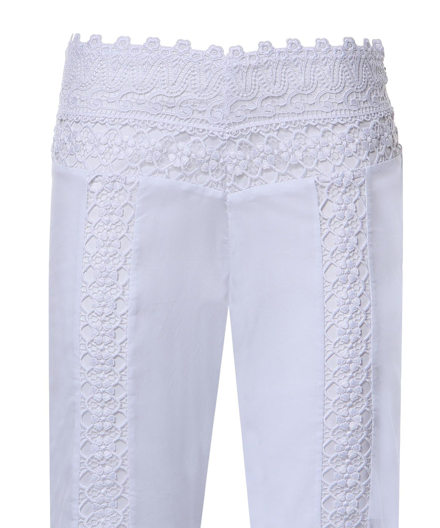 Pantaloni Vianora in voile di cotone e pizzo 261501 WHITE CHARO RUIZ 