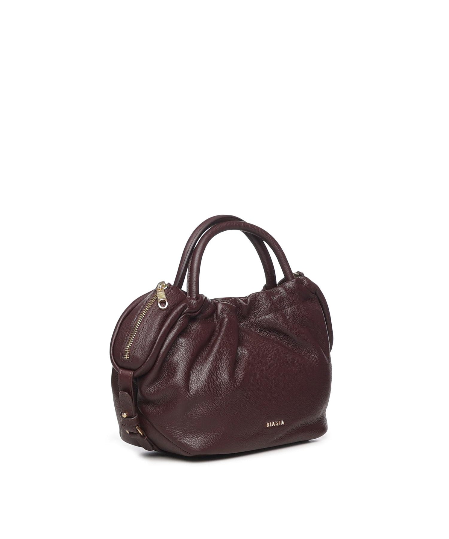 Borsa in pelle con logo<BR/> BIBP9E702 PRUGNA BIASIA 