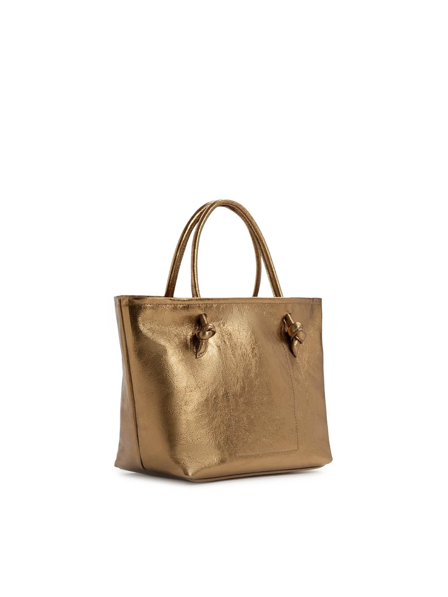 Borsa shopping in pelle con logo 73BP9VT01 LOLLI POPPOP BRONZE V° 73 