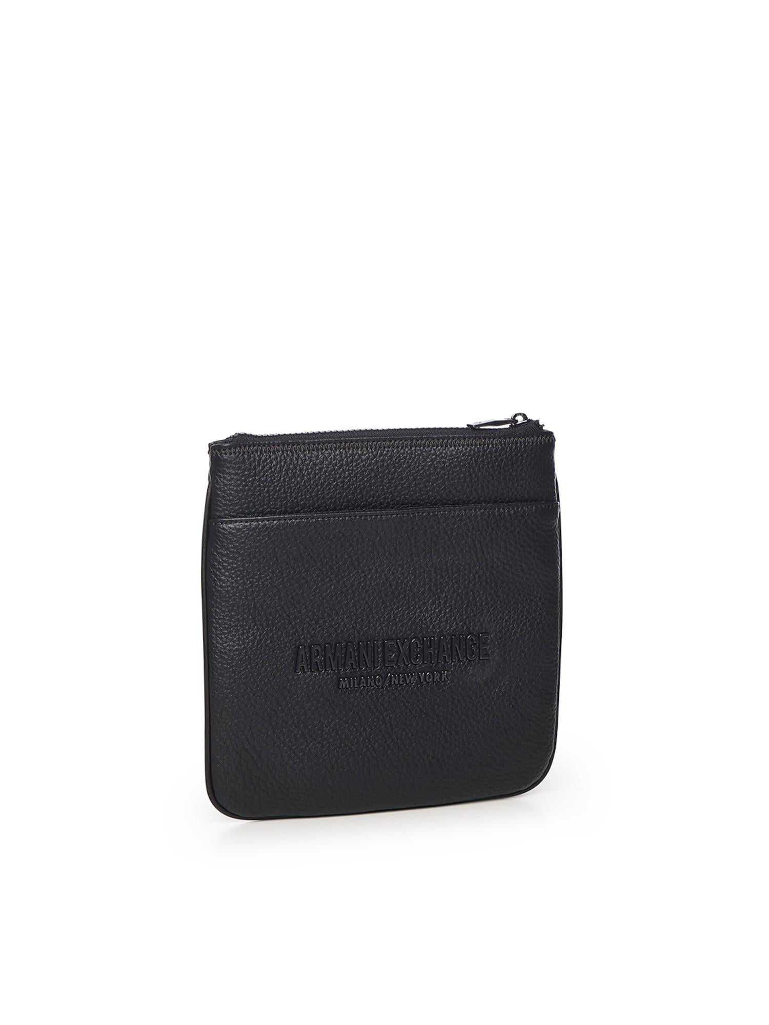 Borsa a tracolla piatta nera in similpelle XM000155 AF11931UB101 ARMANI EXCHANGE 