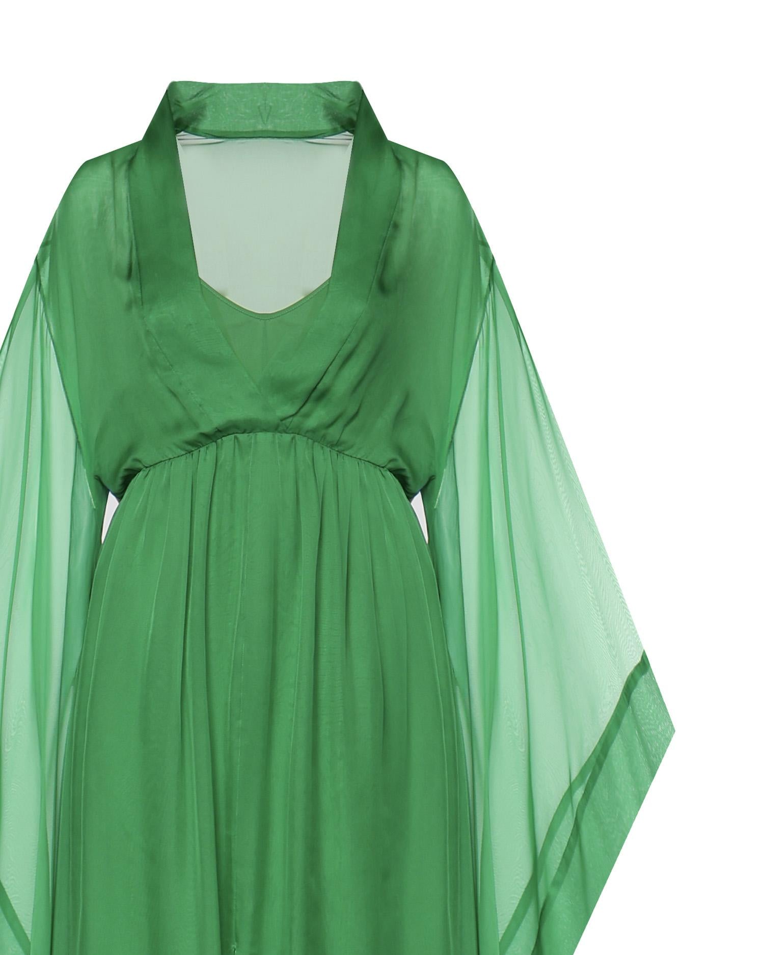 Abito lungo in seta con maniche ampie A04620115 394 ALBERTA FERRETTI 