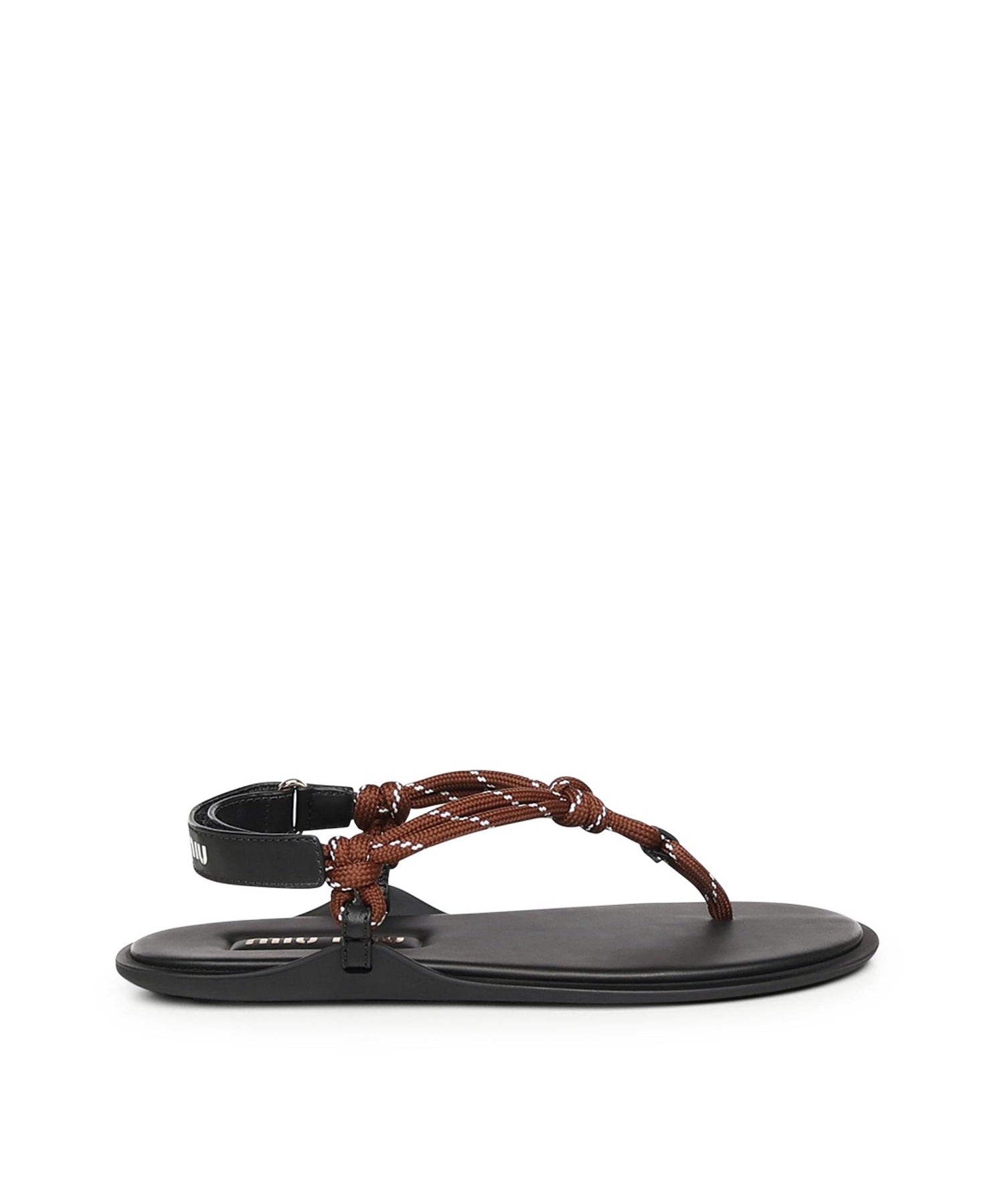 Sandali in pelle con cinturino in corda 5Y184E 3L74F0005 MIU MIU 