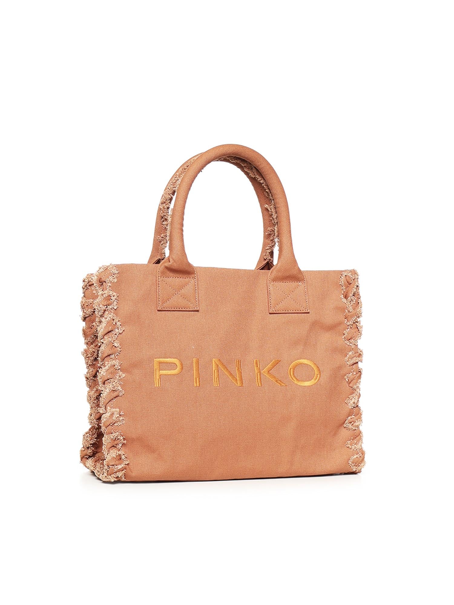 Borsa shopper Beach in canvas con logo 106673 A3A4L08 PINKO 