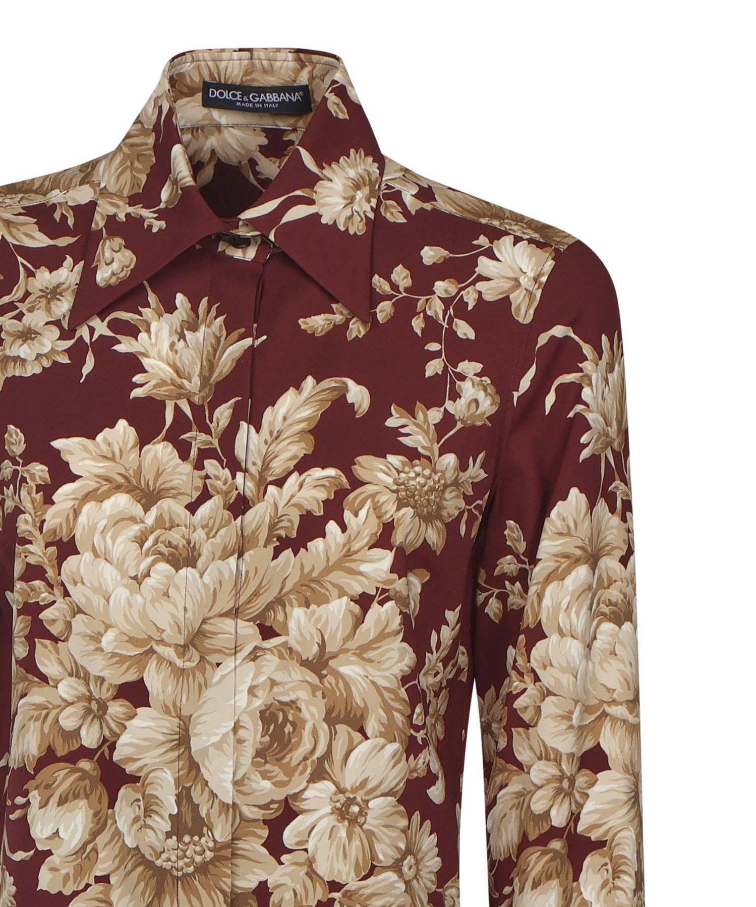 Camicia in charmeuse stampa Rose F5R64T FSA7YHR4OX DOLCE & GABBANA 