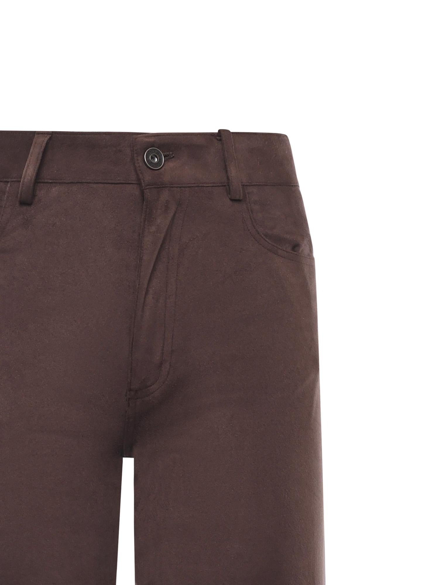 Pantalone dritto con effetto suede DP9861 BROWN OTTOD'AME 
