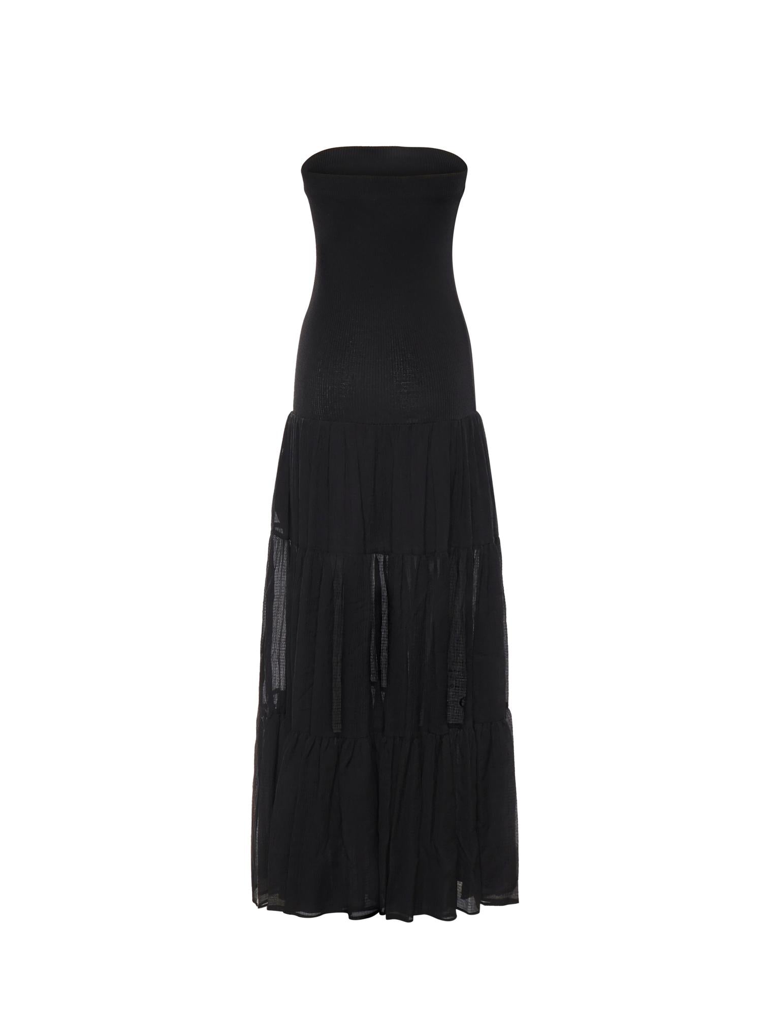 Abito lungo con top a costine e gonna a balze 107015 A3D1Z99 PINKO 