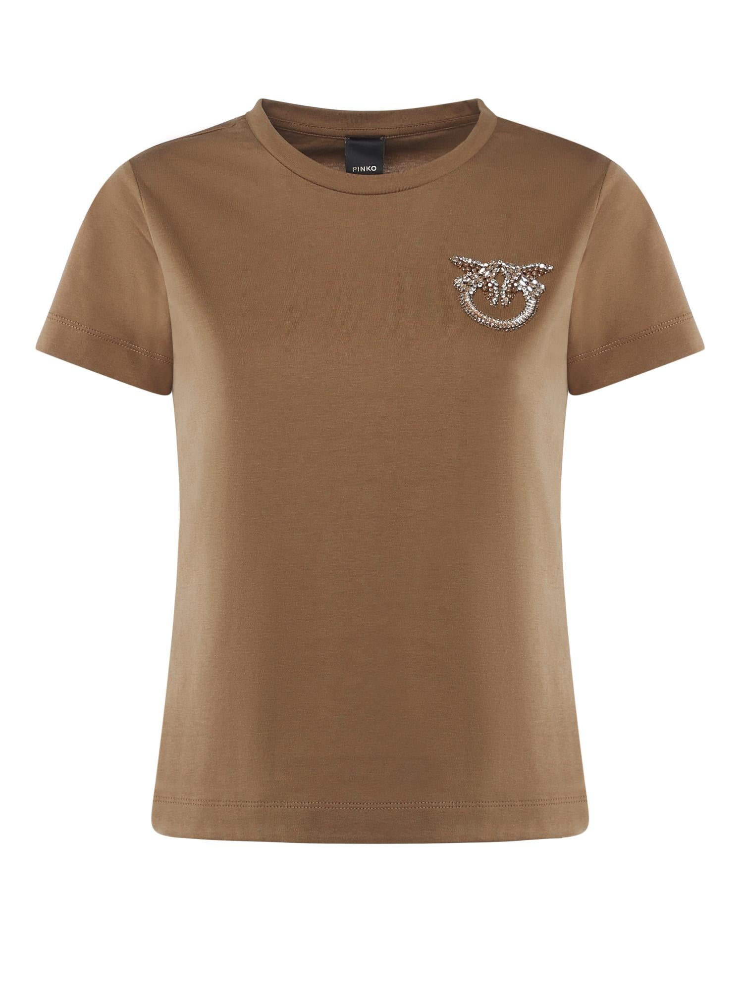 T-shirt con ricamo logo Love Birds in cristalli 103320 A2RNM10 PINKO 