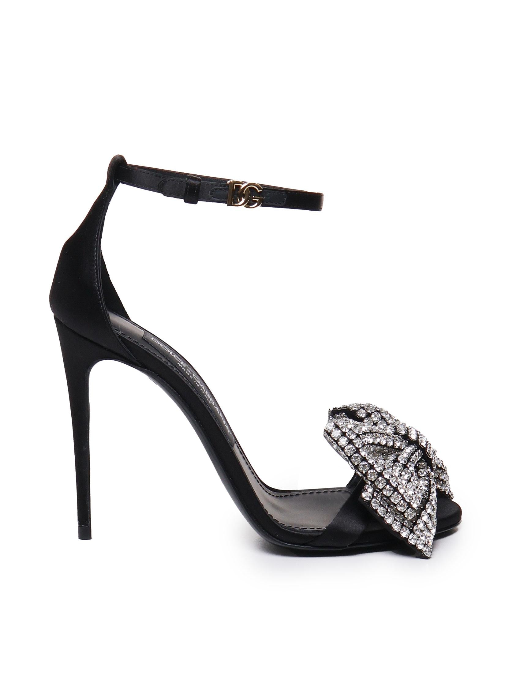 Sandalo in raso con ricamo strass CR1793 A9S438S488 DOLCE & GABBANA 