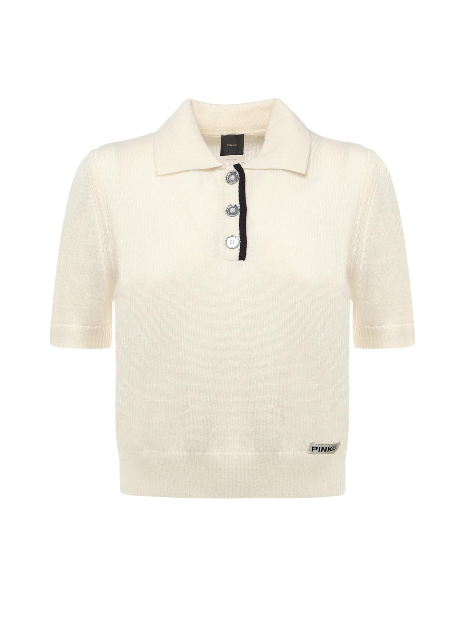 Maglia stile polo con logo 105450 A2Q9Z13 PINKO 