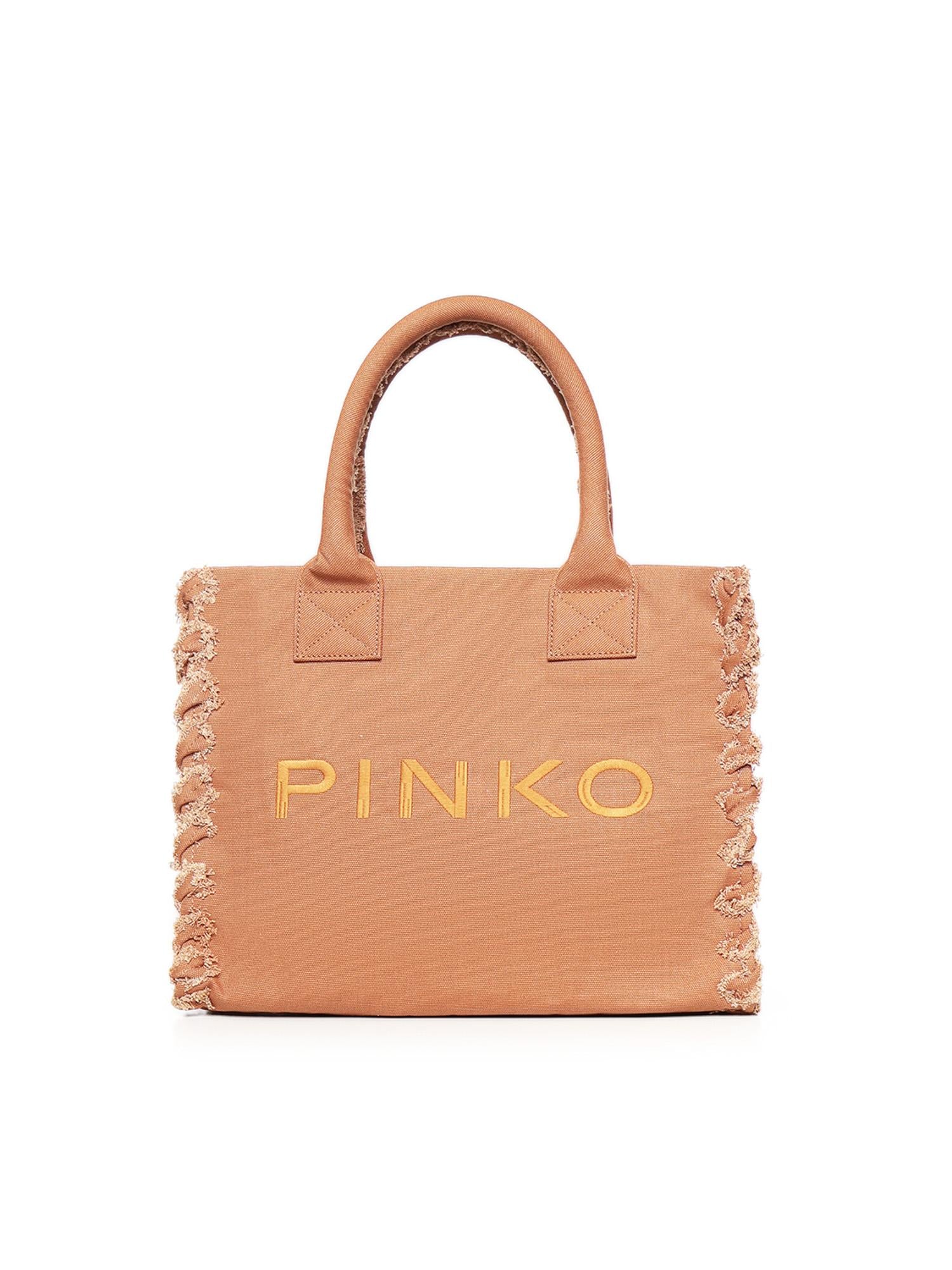 Borsa shopper Beach in canvas con logo 106673 A3A4L08 PINKO 
