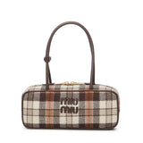 Bauletto Beau in tartan con dettagli in pelle<BR/> 5BB173 2DU5F0Z0F MIU MIU 