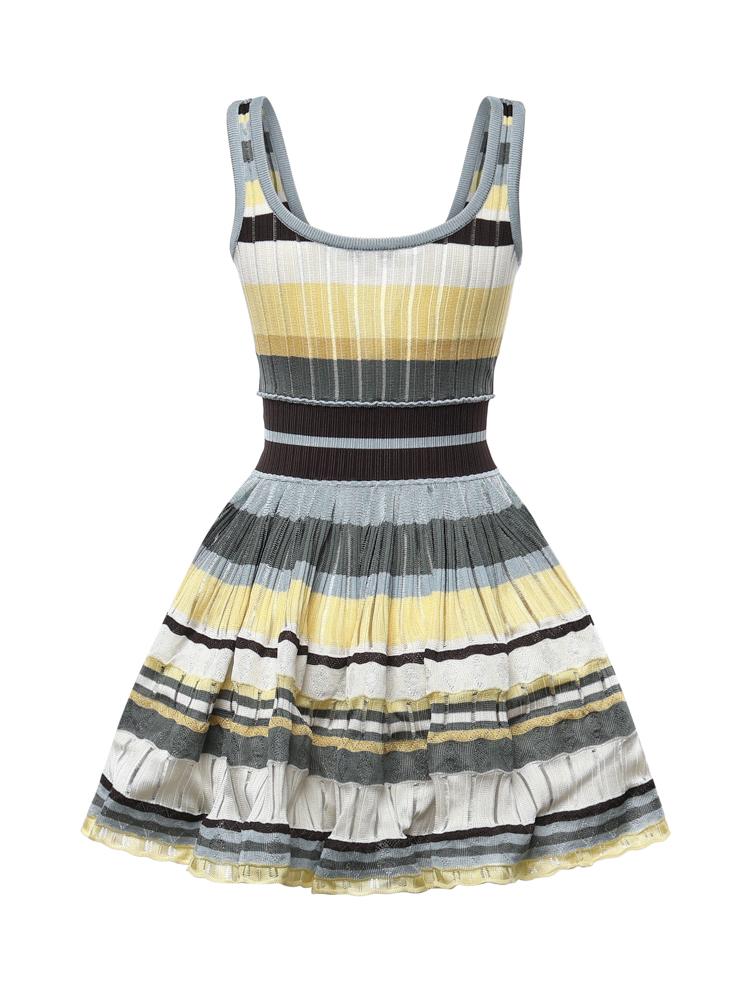 Abito corto in maglia a righe AA9R3100K266D 908 ALAIA 