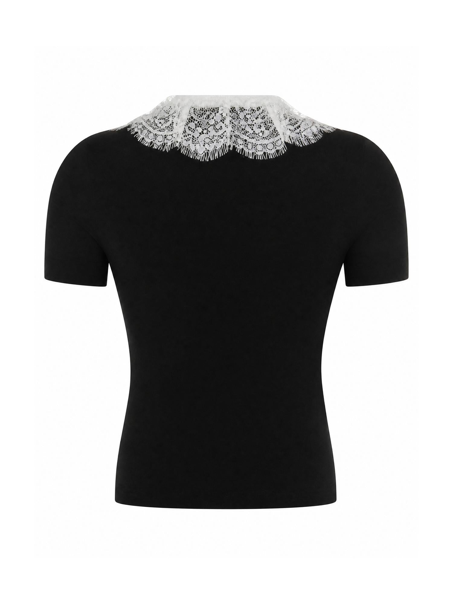 Top in maglia con colletto in pizzo PF26134T B SELF-PORTRAIT 