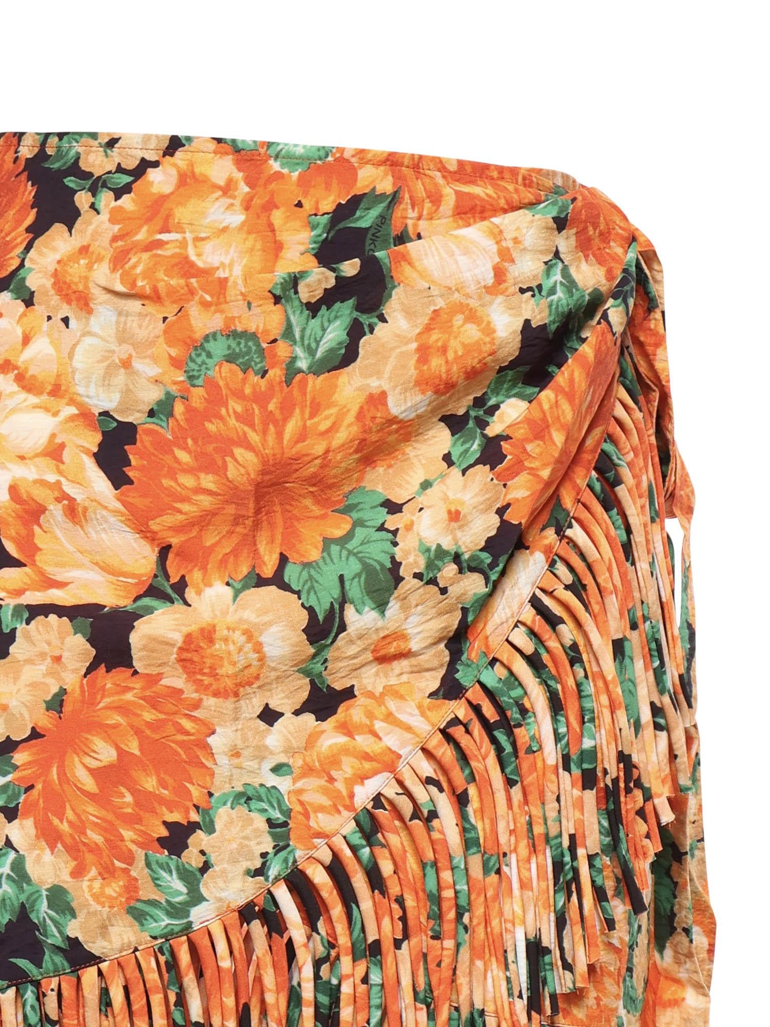 Gonna corta con frange e stampa Botanic Garden 106819 A3AOAS4 PINKO 
