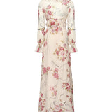 abito lungo in crepe di seta stampa floreale 2A643A F7141 BLUMARINE 