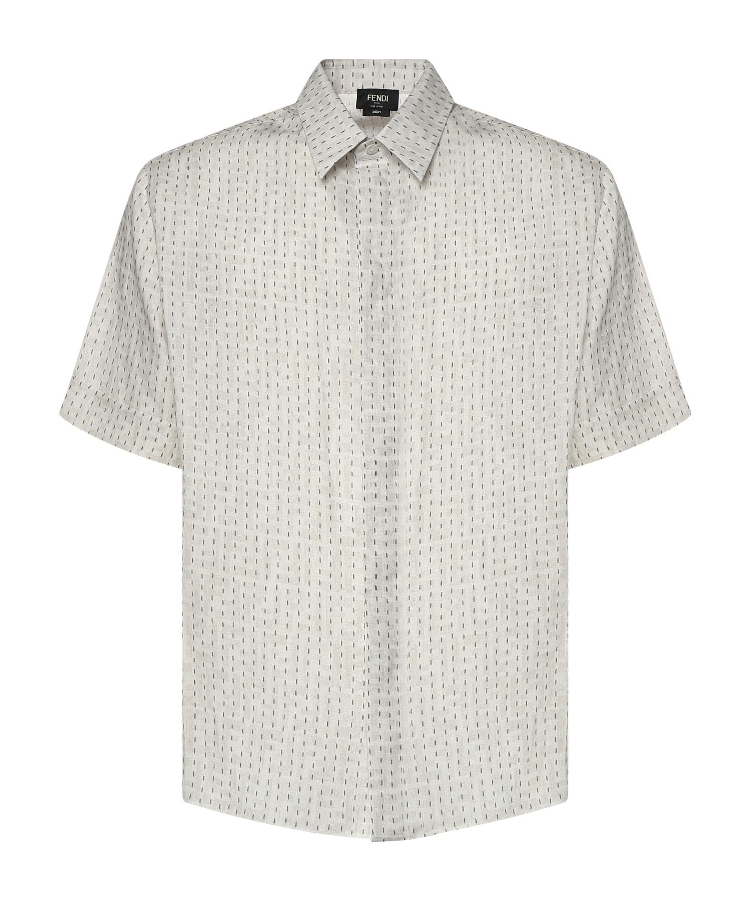 Camicia FF jacquard in lino con impunture FS0795 AU7NF0RQ0 FENDI 