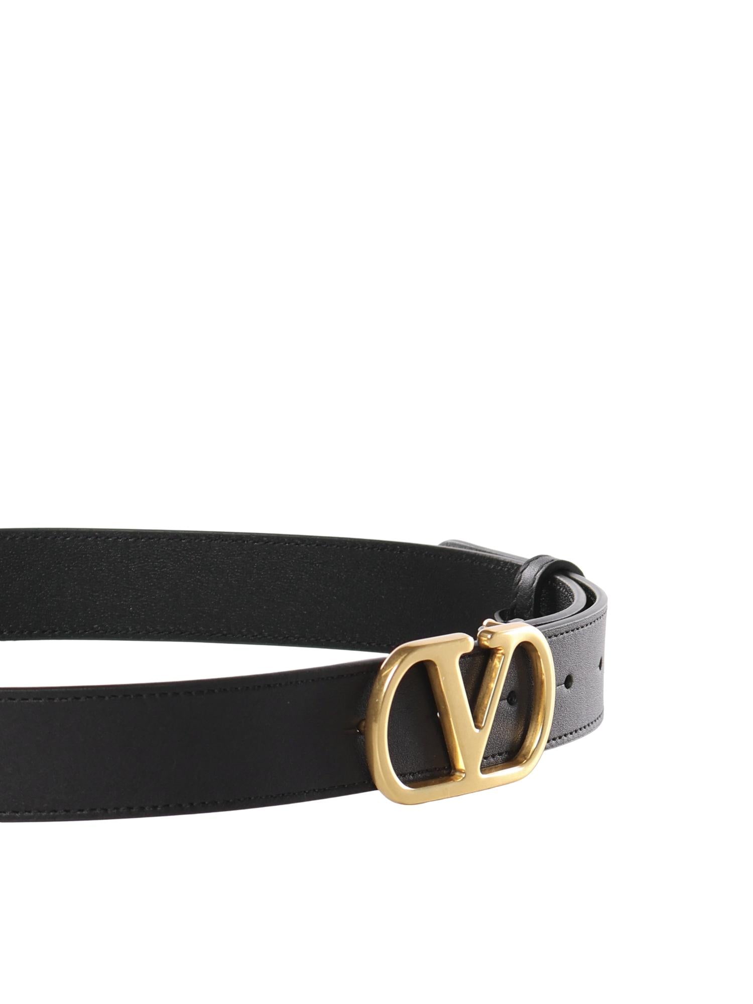 Cintura VLogo Signature in pelle<BR/> 8W2T0SM3 IYR0NO VALENTINO GARAVANI 