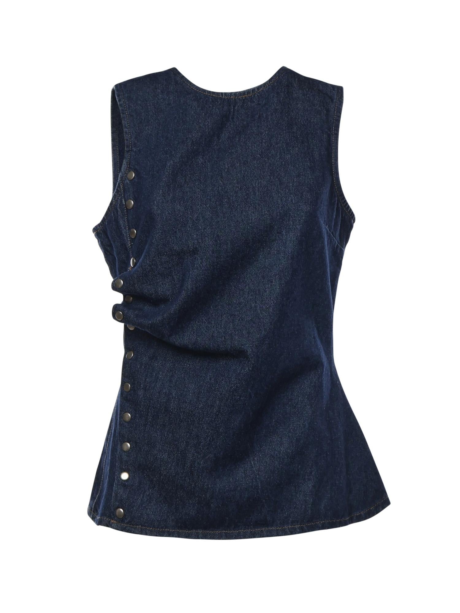 Top in denim con bottoni 114814 D03 ROTATE 