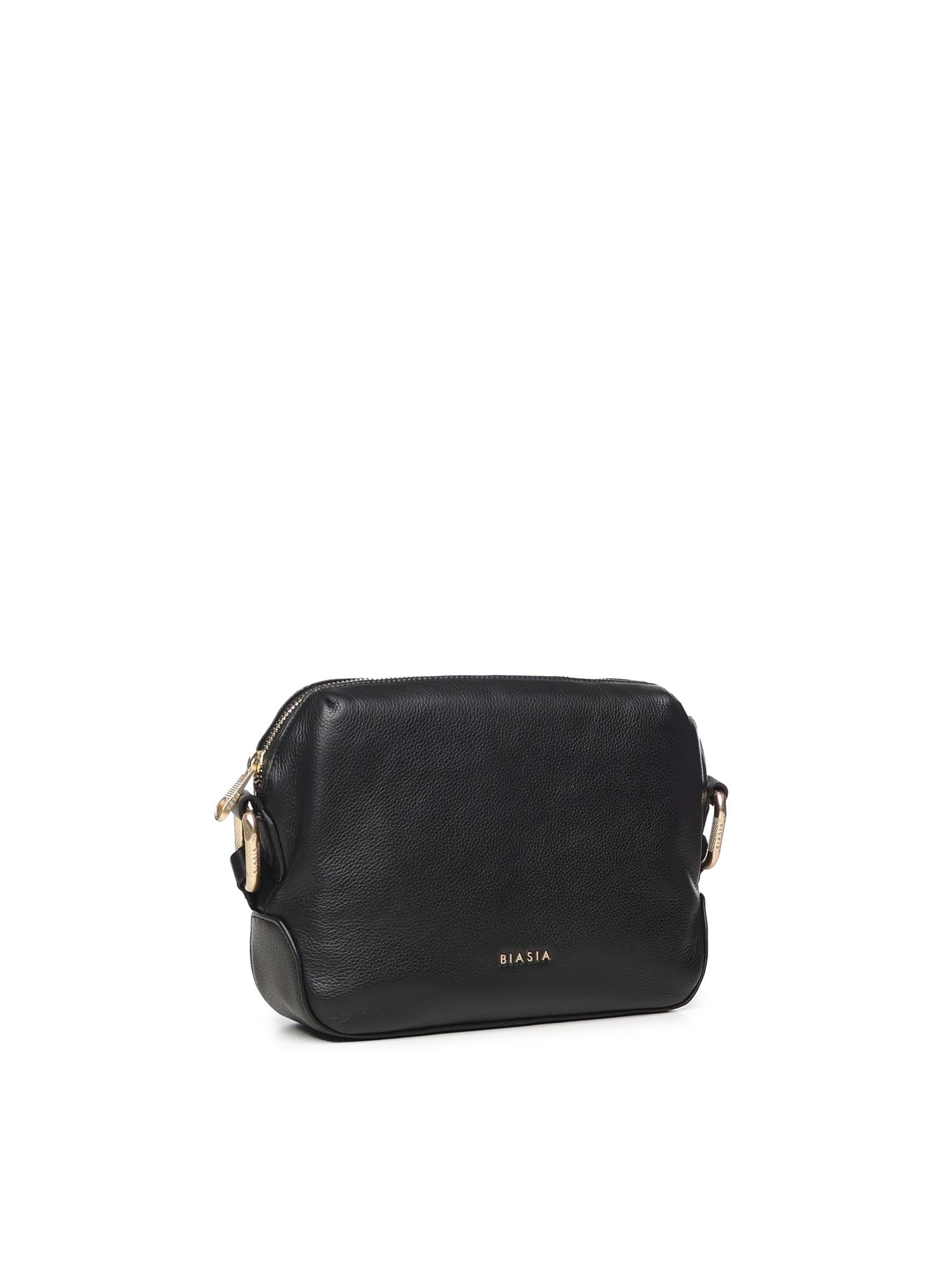 Borsa a tracolla in pelle con logo BIBP9E506 NERO BIASIA 