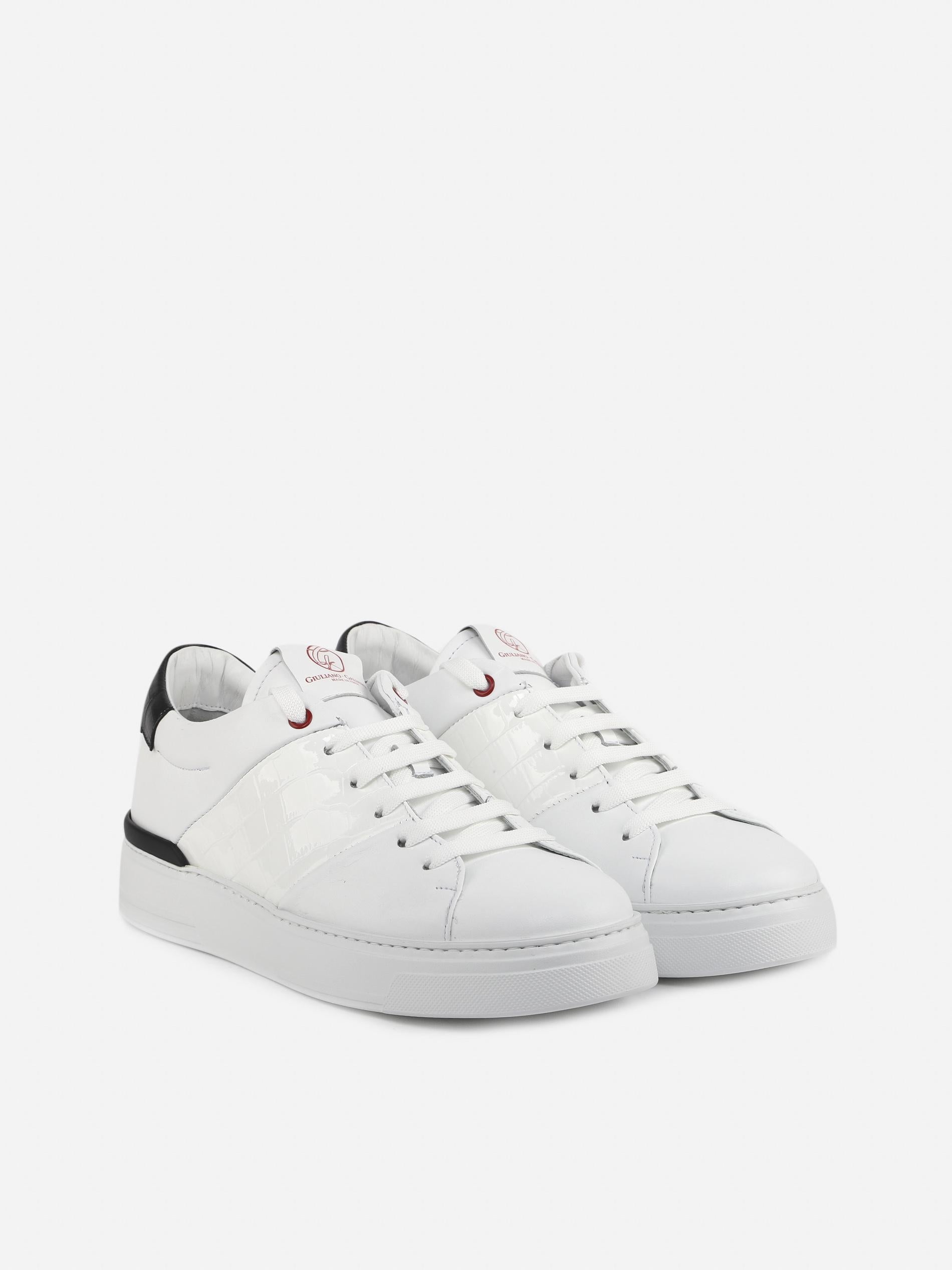 Sneakers king1 in pelle con inserto effetto coccodrillo pe 2021 KING1 -WHITE/BLACK GIULIANO GALIANO 