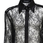 Camicia in pizzo Chantilly con dettagli in raso F5R42T MLMAEN0000 DOLCE & GABBANA 