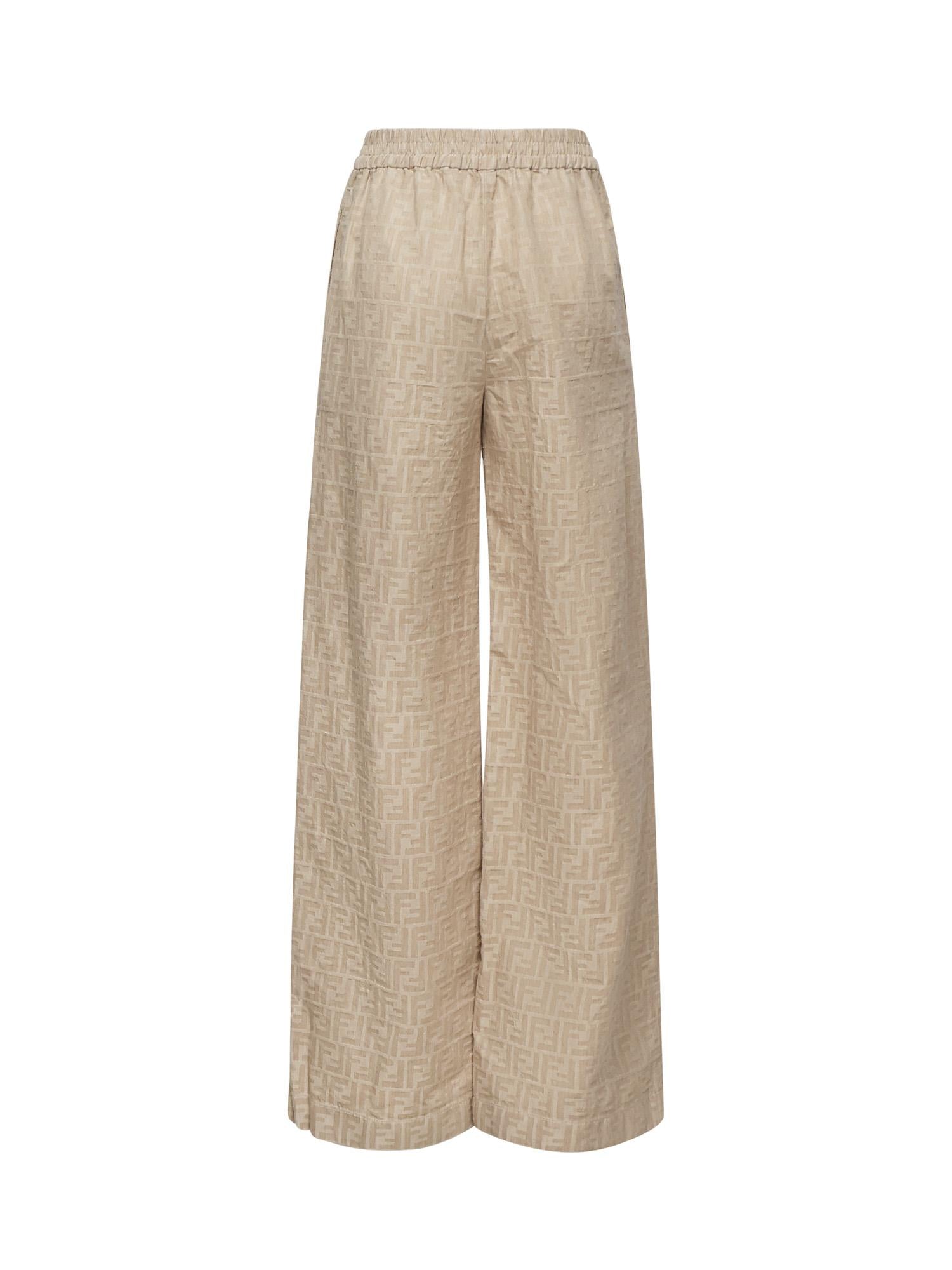 Pantaloni in chambray FF jacquard<BR/> FLP869 ASMFF1SAZ FENDI 