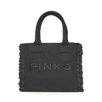 Borsa shopper Beach in canvas con logo 106673 A3A4Z99 PINKO 