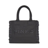 Borsa shopper Beach in canvas con logo 106673 A3A4Z99 PINKO 