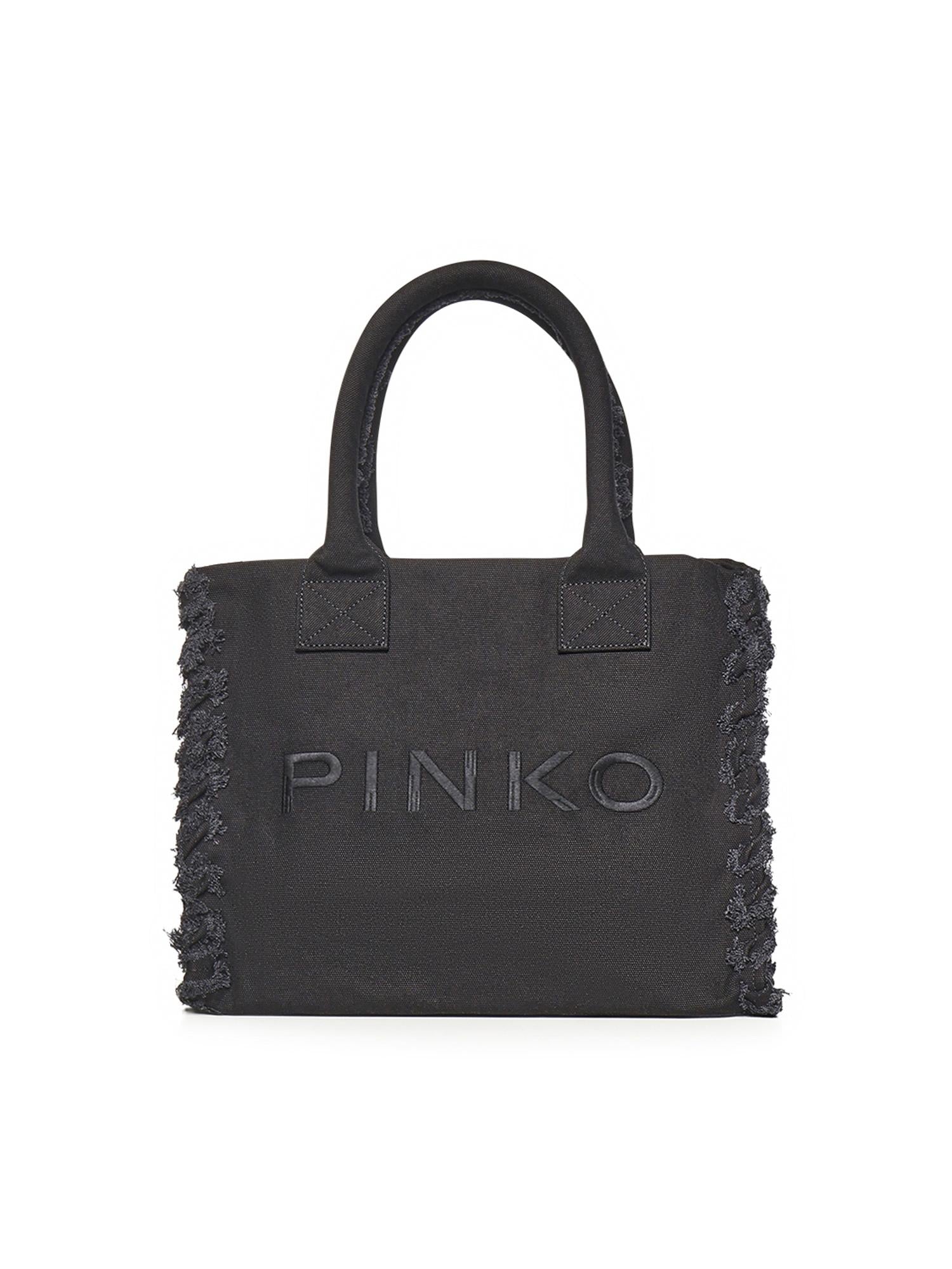 Borsa shopper Beach in canvas con logo 106673 A3A4Z99 PINKO 