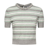 Maglia a righe con finiture in cristallo PF25050T GR SELF-PORTRAIT 