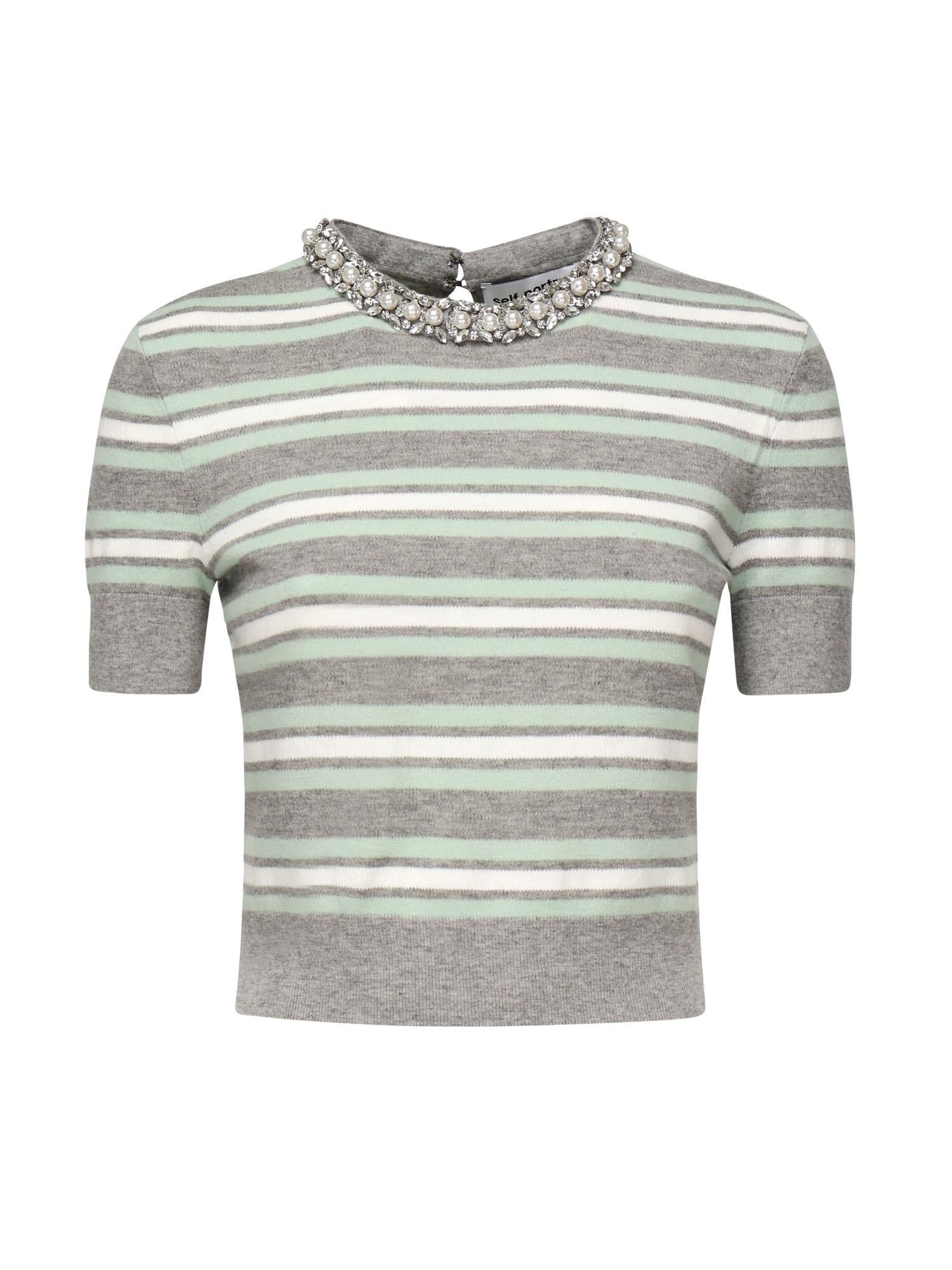 Maglia a righe con finiture in cristallo PF25050T GR SELF-PORTRAIT 