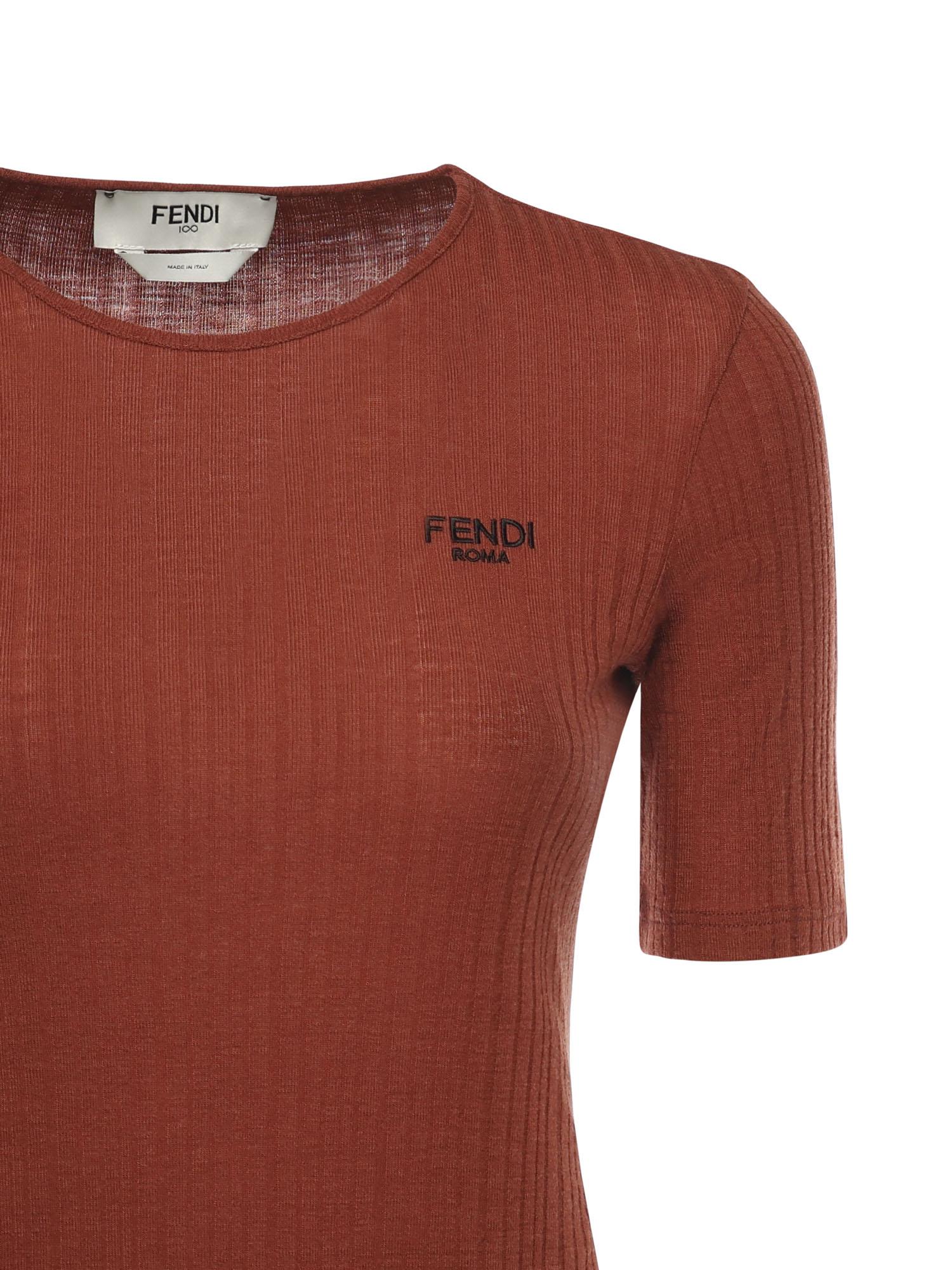 Maglia maniche corte in lana con logo<BR/> FS9750 AVFEF1T6K FENDI 