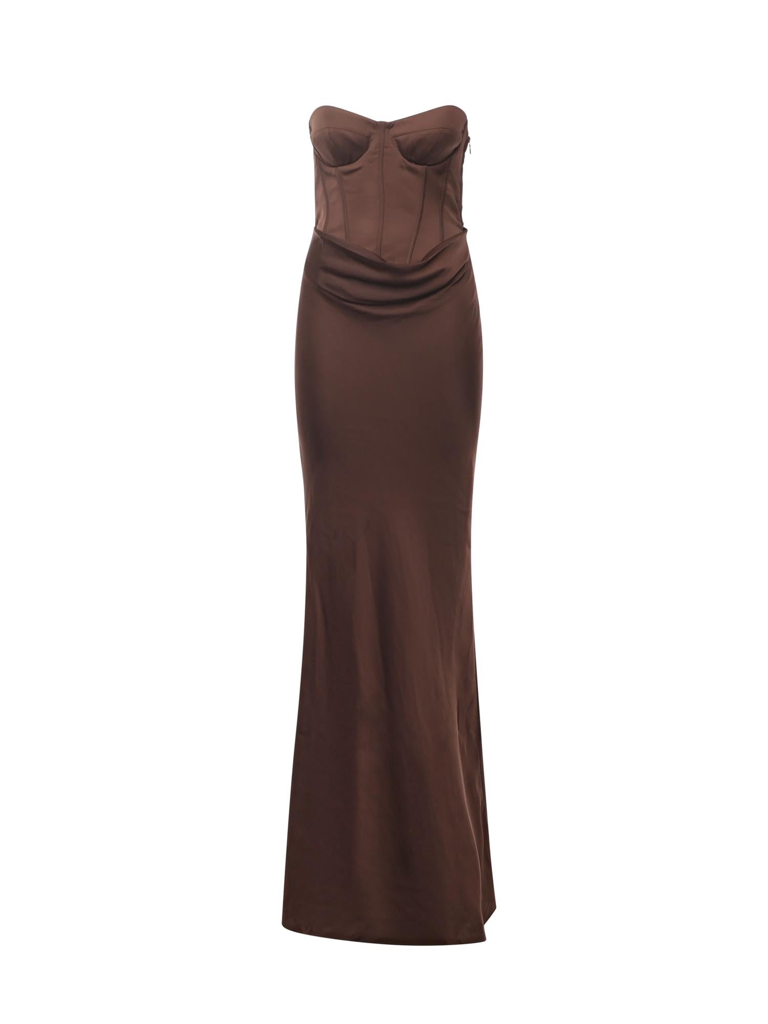 Abito lungo bustier in raso 115457 2910 ROTATE 