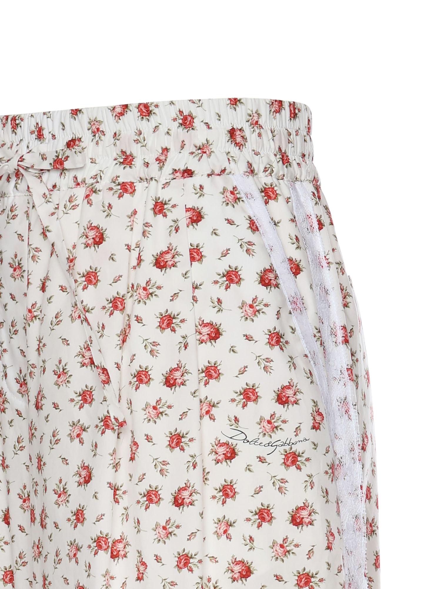 Pantaloni in popeline stampa Roselline FTDCOT HS5UBHA5XJ DOLCE & GABBANA 