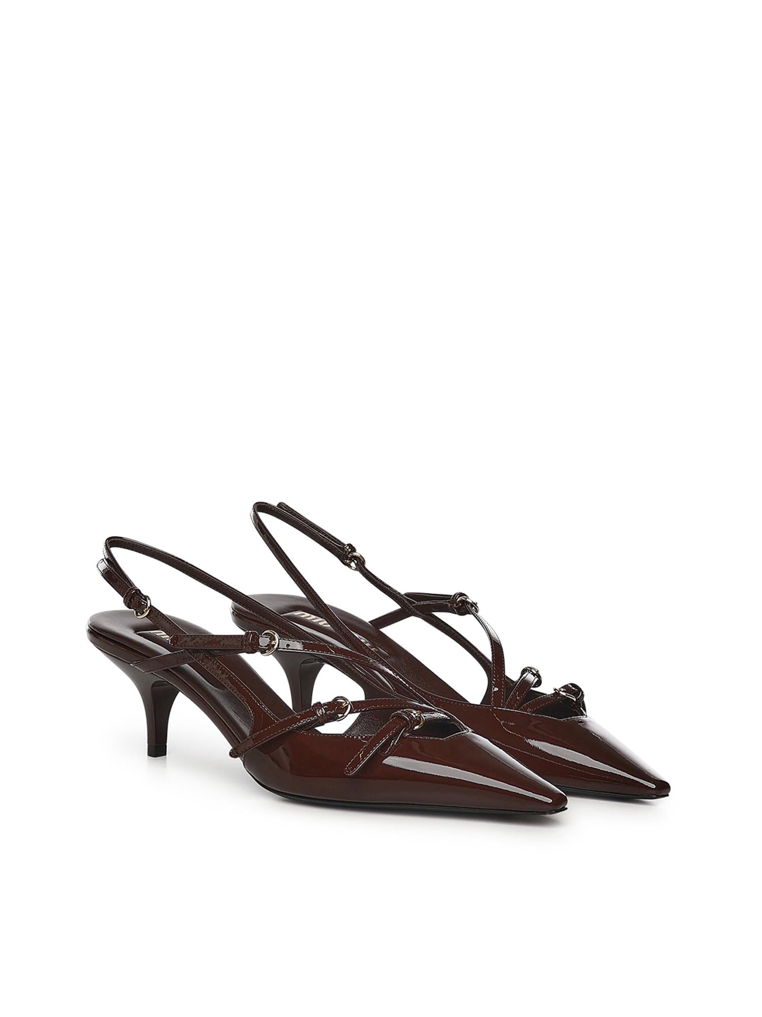 Décolleté slingback in pelle con fibbie 5I013E 069F0324 MIU MIU 